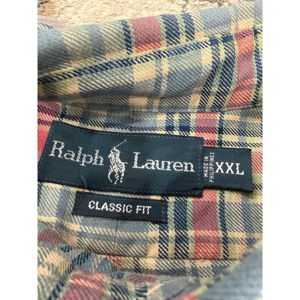 Ralph Lauren Classic Fit Plaid Button Down Shirt XXL Blue Red Cotton